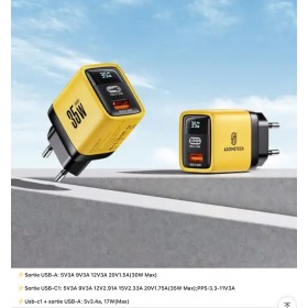 CHARGEUR RAPIDE 2 x ports USB 35 WATTS MAXI 1 x USB-A / 1 x USB-C