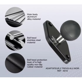 ADAPTATEUR 2 TROUS (D.6) ALU NOIR RÉF : 6016