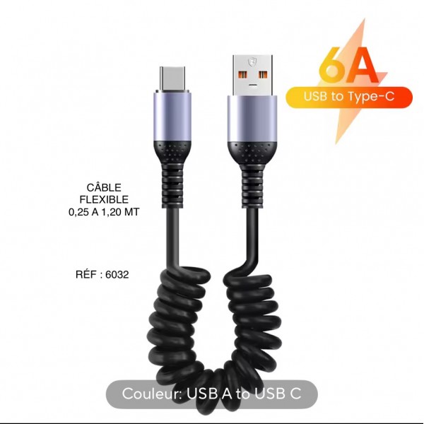 CÂBLE DE CHARGE FLEXIBLE 0,25/1,20MT RÉF : 6032
