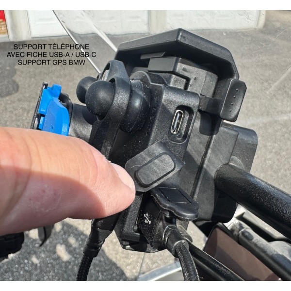 SUPPORT TÉLÉPHONE AVEC ANTI VIBRATIONS ET FICHE USB POUR SUPPORT GPS BMW