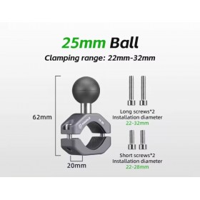 ATTACHE BOULE D.25 ALU DE 22 A 32 M/M RÉF : CC-05