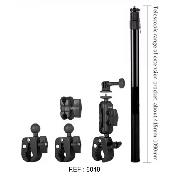 PERCHE EXTENSIBLE ALU NOIR DBE ATTACHE MINI 415 MAXI 1090 RÉF : 6049