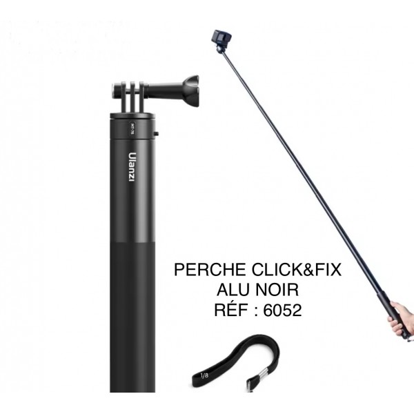 PERCHE À SELFIE ALU NOIR CLICK&FIX LG DE 25 CM A 1,50 MT RÉF C017GBB1