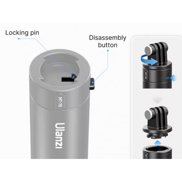 PERCHE À SELFIE ALU NOIR CLICK&FIX LG DE 25 CM A 1,50 MT RÉF C017GBB1