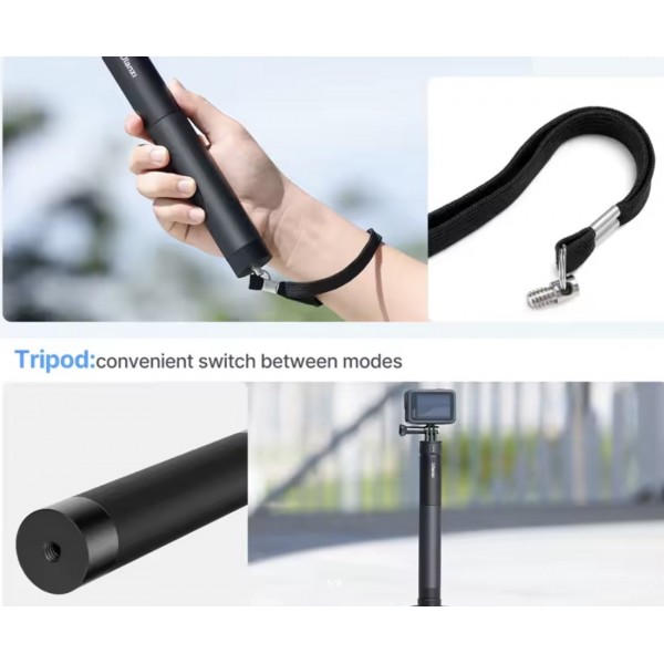 PERCHE À SELFIE ALU NOIR CLICK&FIX LG DE 25 CM A 1,50 MT RÉF C017GBB1