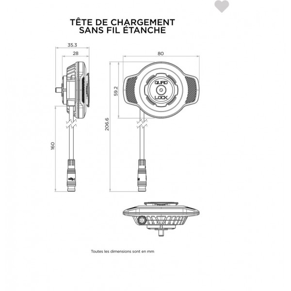 CHARGEUR A INDUCTION ÉTANCHE USB-A RÉF : QLH-WP-WCH