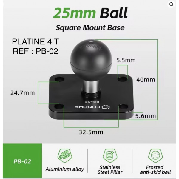 PLATINE 4 TROUS D.25 RÉF : PB-02