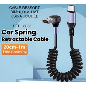CÂBLE RESSORT USB-A/C - USB-C/D LG 0,20 à 1 MT RÉF : 6065