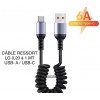 CÂBLE RESSORT USB-A/D USB-C/D LG 0,20 à 1MT RÉF : 6066