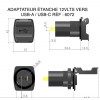 FICHE ÉTANCHE 12 volts / USB-A + USB-C (ABS) RÉF : 6072