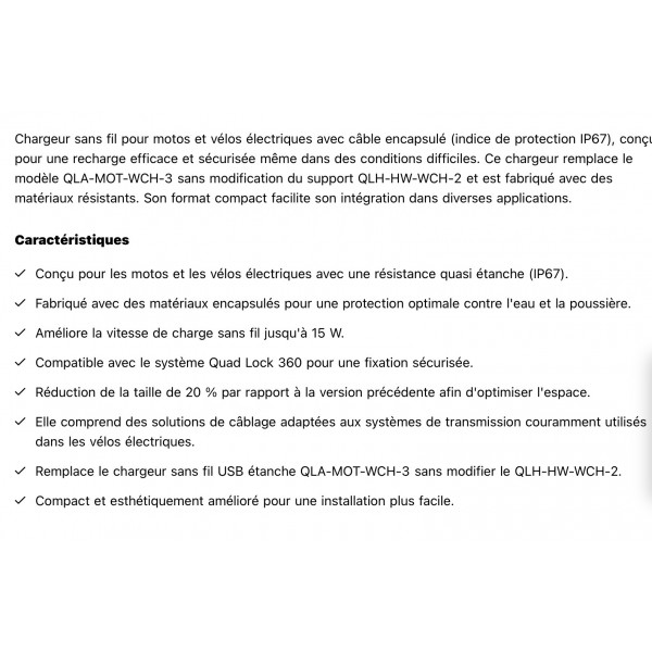 TÊTE DE CHARGE PAR INDUCTION ÉTANCHE RÉF : QLH-WP-WCH