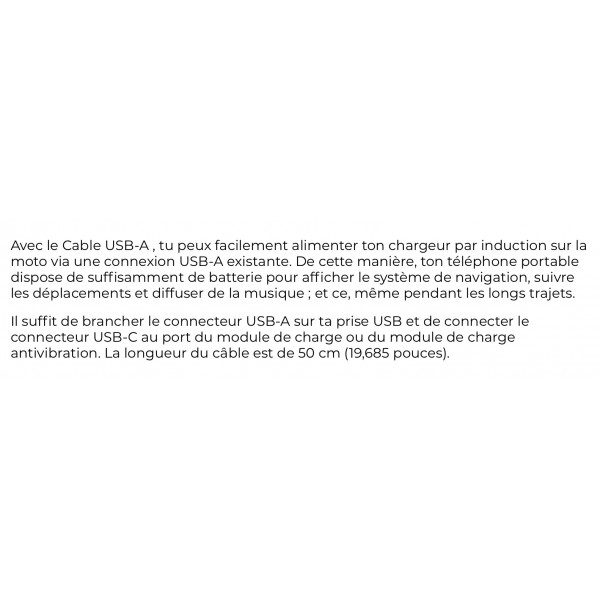CÂBLE POUR CHARGEUR A INDUCTION USB-C / USB-A RÉF : 52811