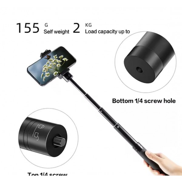 PERCHE A SELFIE ALUMINIUM NOIR LG.19 a 73 c/m RÉF : 6076