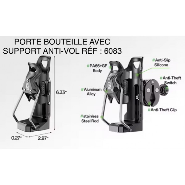 PORTE BOUTEILLE À RESSORT + SUPPORT ANTI-VOL RÉF : 6083