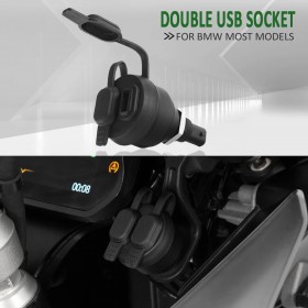 FICHE DOUBLE USB ÉTANCHE BMW/NOIR