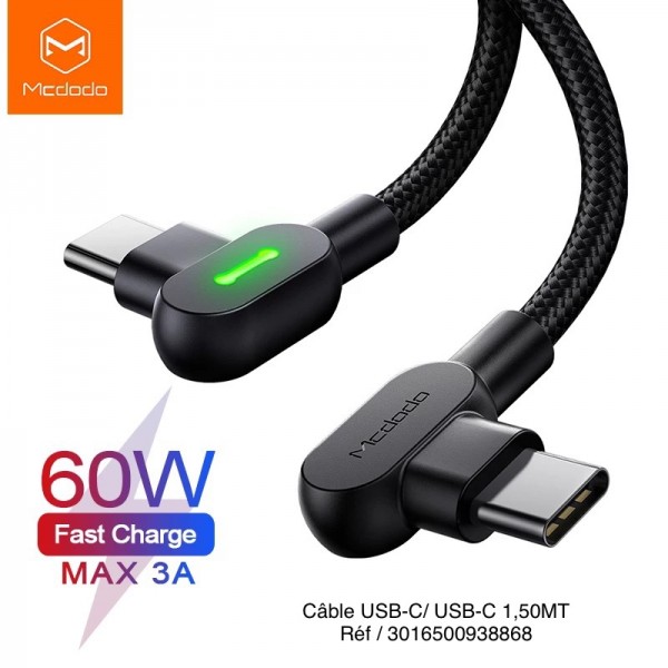 Câble USB-C vers USB-C NOIR LG 1,50 3AH