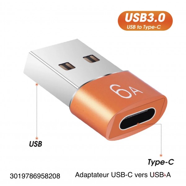 Adaptateur type USB-C femelle vers USB-A mâle