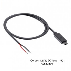 Cordon 12Vlts DC SPC+ long:1,50 réf : 52809